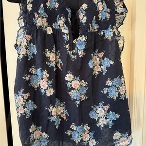 Floral Navy Blue Women's Top